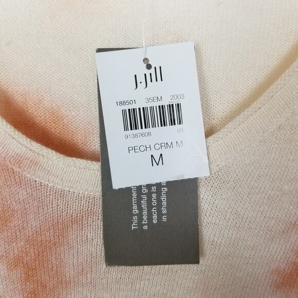 *NEW* J. Jill pure jill Linen Cotton Deep V-neck Sweater Peaches & Cream Size M - Picture 6 of 9